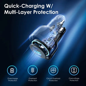 Rexing 120W USB C Triple Port Car Charger with Cable Included