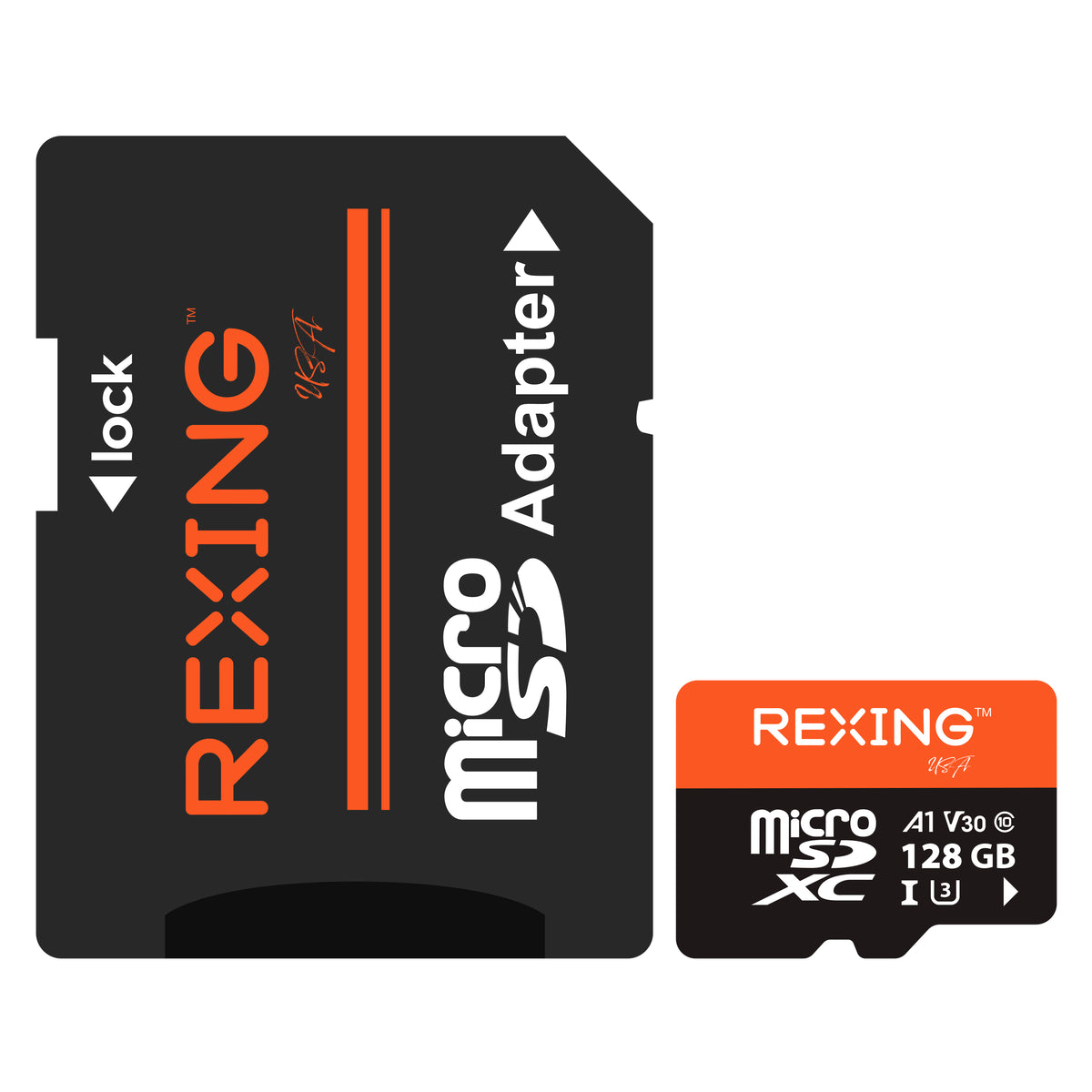 REXING microSDXC UHS-3 4K Full HD Video High Speed Transfer Monitoring SD Card with Adapter for Dash Cams, Surveillance System, Security Camera, & Body Cam