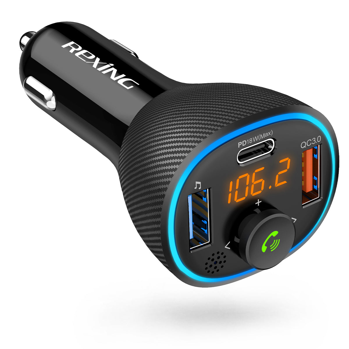 Rexing FM3 FM Transmitter Car Charger w/Bluetooth 5.0