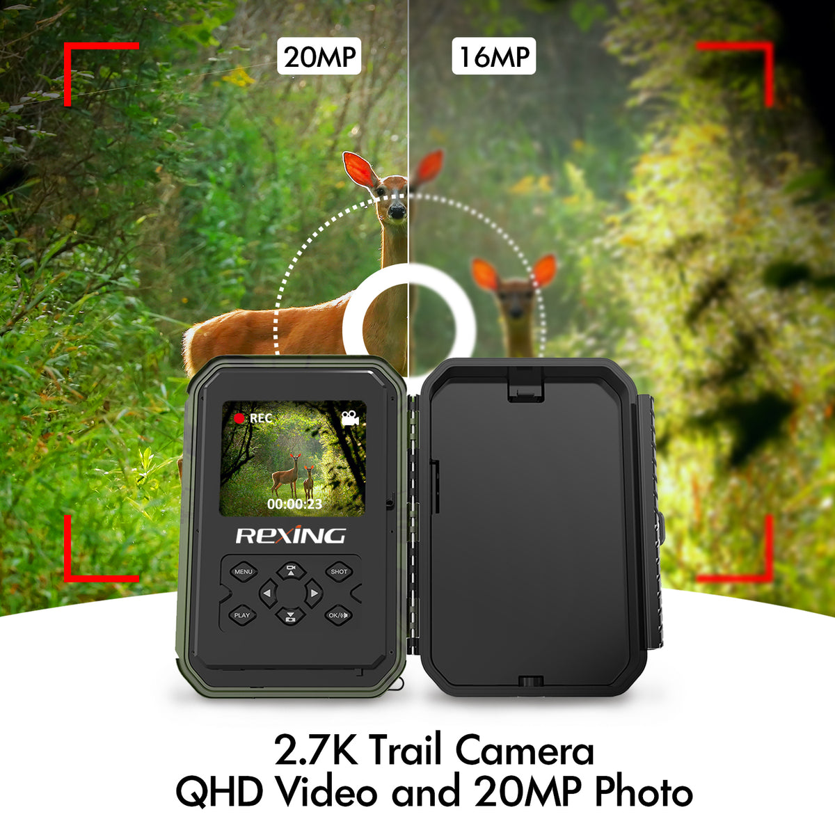 Rexing H3 Electronic Animal Caller Trail Cam 2.7K Video + 20MP Photo