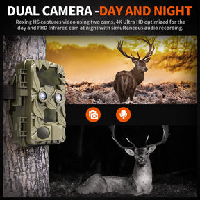 Rexing Woodlens H6 Dual Camera Trail Cam 4K+FHD Ultra HD Video