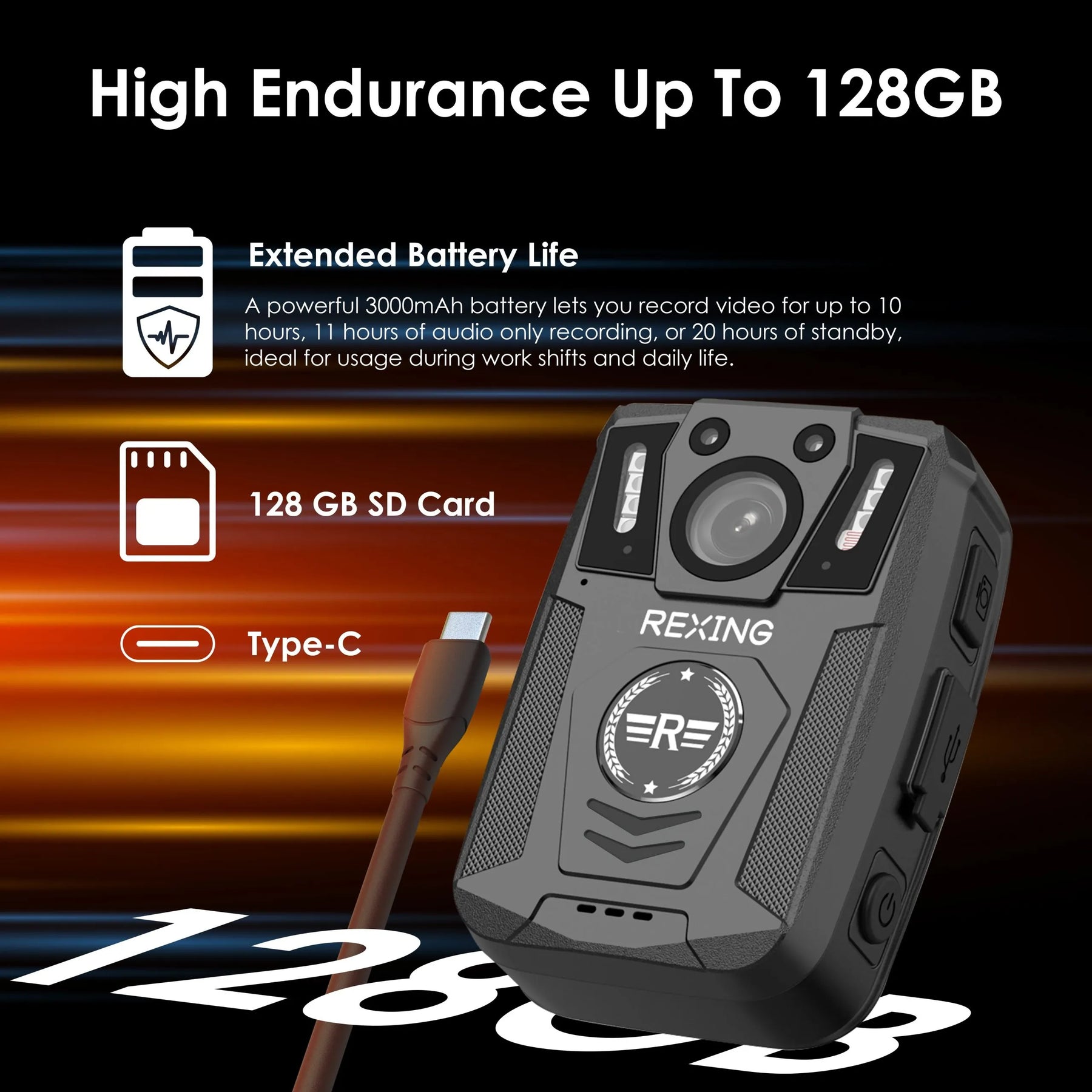 Rexing P2 FHD Body Camera 1080p Full HD With Type-C Port