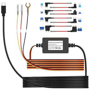 Rexing Dash Cam Smart Hardwire Kit, Type-C Hard Wire Kit Fuse Only for R4, DT2, M3, M2 Max, M2-4, M4-4, and RH2 Series, Rexing 12V-30V to 5V/2A Type-C Port Charger Power Cord, Gift 8 Fuse Tap Cable and Installation Tool (11.5ft)
