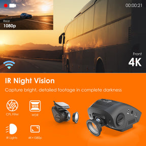 Rexing V1P SE 4K Dual Channel Car Dash Cam w/ GPS, Wi-Fi & Bonus CPL Filters