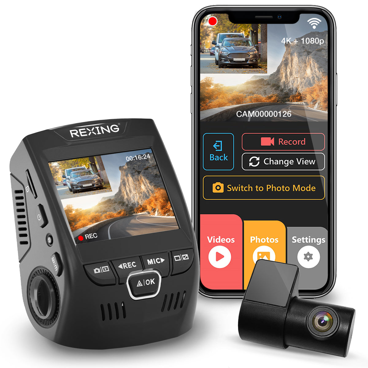 Rexing V1P 4K Dual Channel Dash Cam 4K+1080p with Wi-Fi