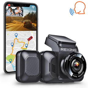 REXING V5C Basic Dash Cam Front 4K & 1080p Cabin Camera w/ Modular Capabilities, WiFi, and GPS