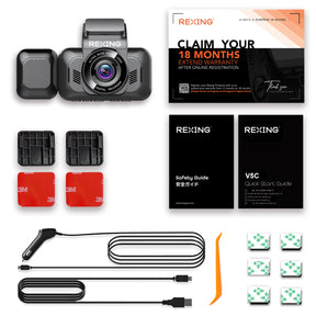 REXING V5C Basic Dash Cam Front 4K & 1080p Cabin Camera w/ Modular Capabilities, WiFi, and GPS