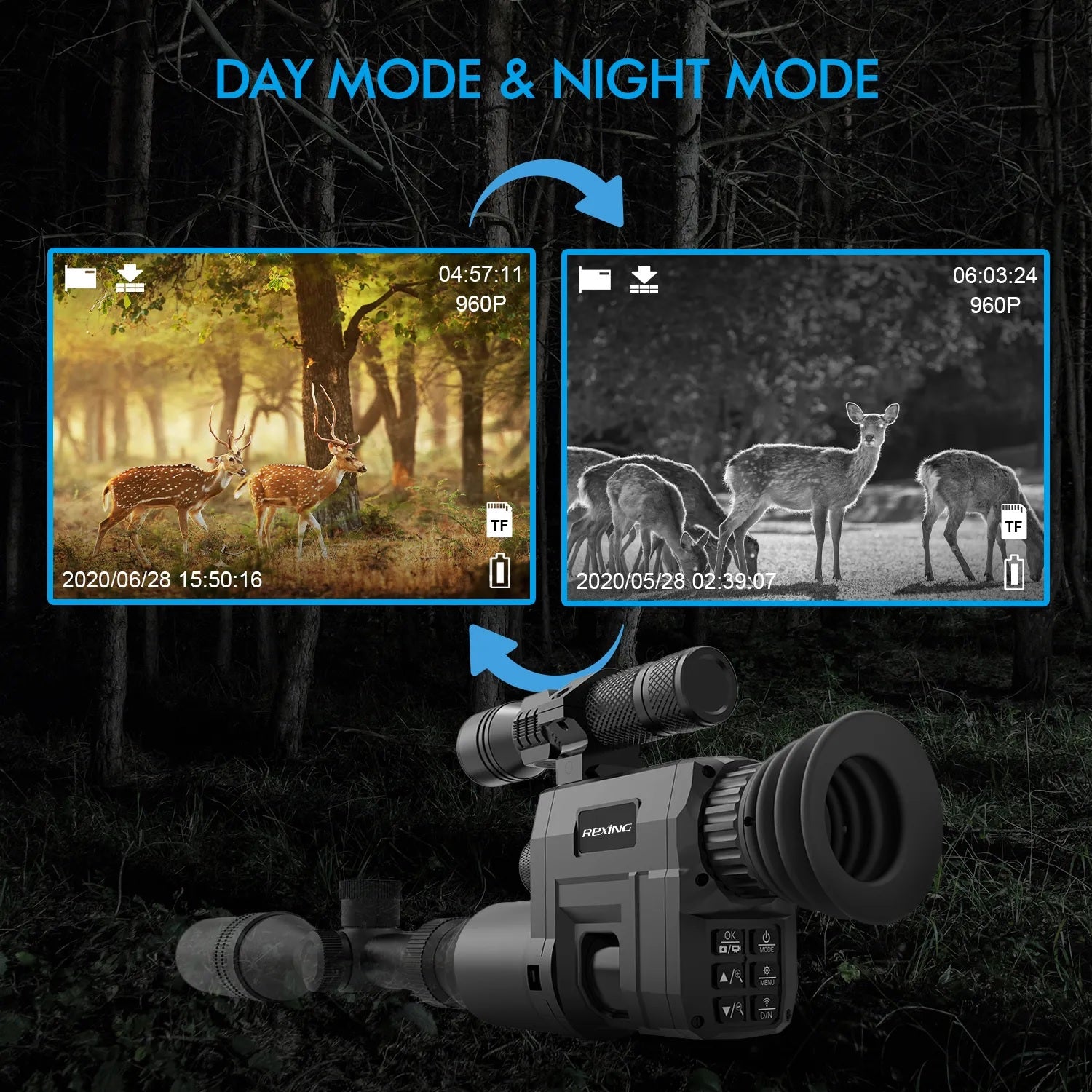 Rexing NVS1 Digital Infrared Night Vision Scope Camera HD Video Recording with Wi-Fi