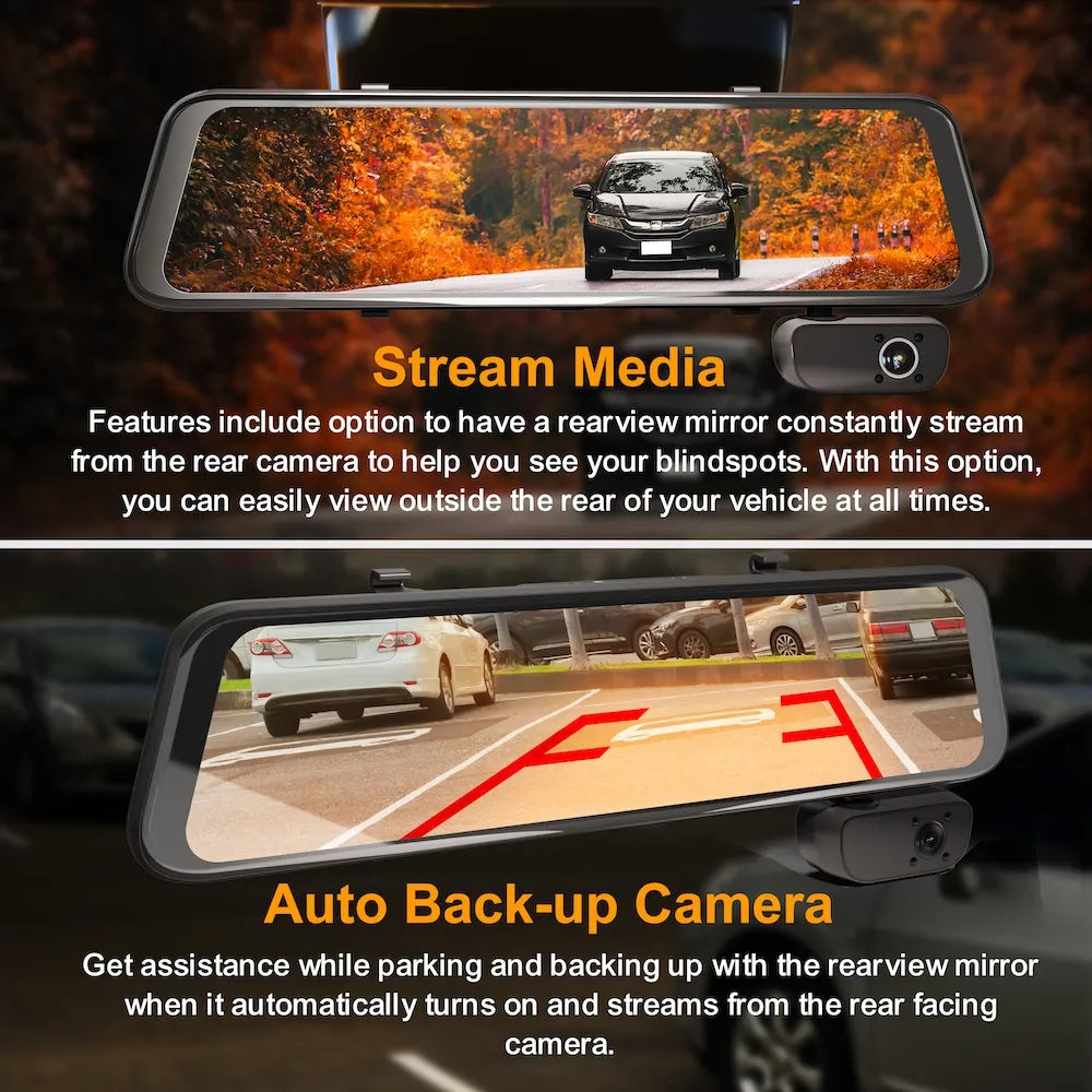 Rexing M3 3 Channel 1080p Front +1080p Cabin +1080p Rear Mirrored Dash Cam w/ GPS