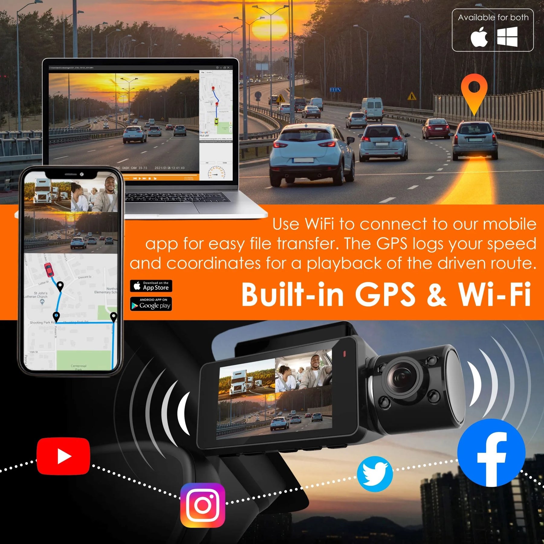 Rexing V33 3 Channel 1440p+1440p+1440p Front, Cabin and Rear Camera Dashcam with Built-in Wi-Fi & GPS