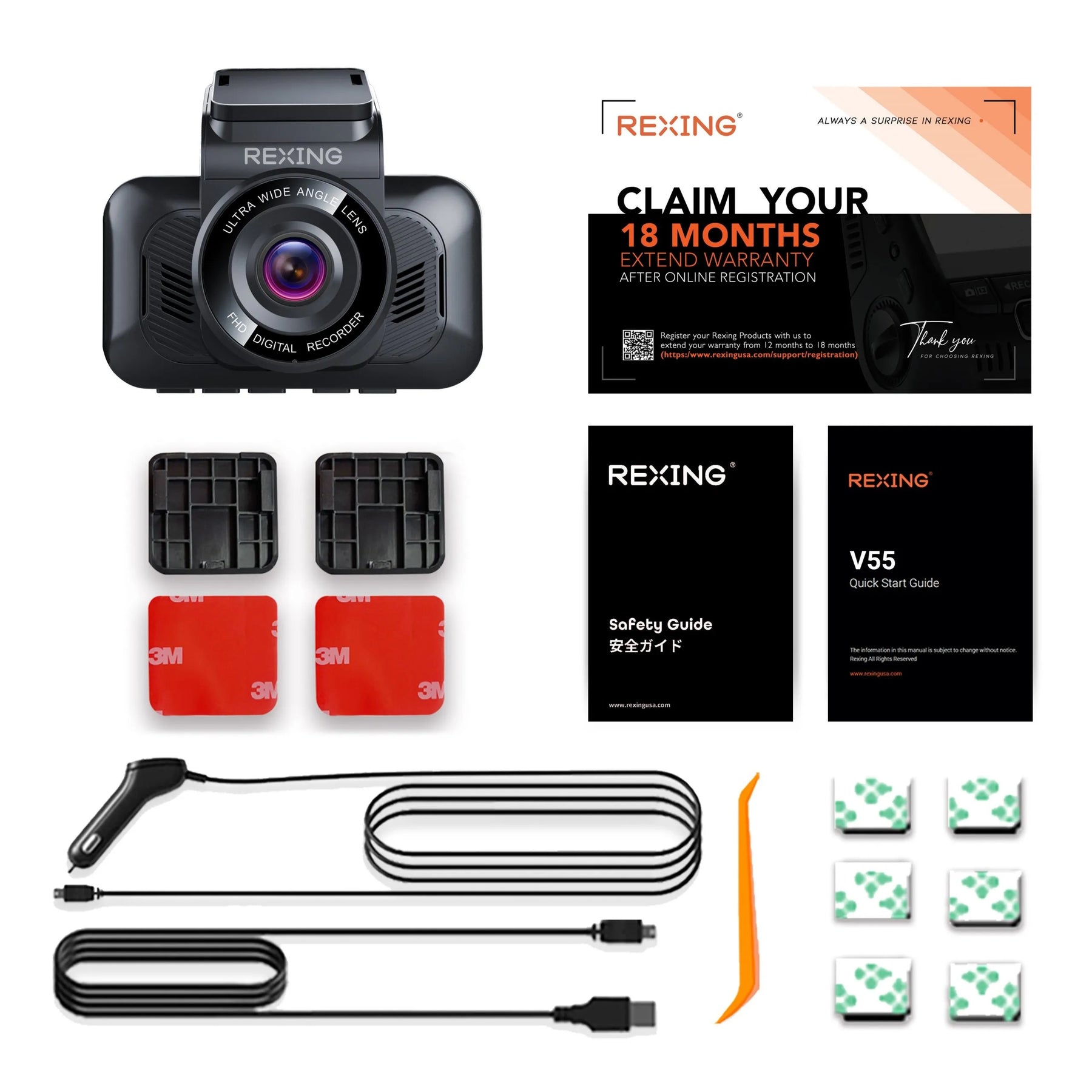 Rexing V55 Dash Cam – 4K Modular Capabilities, 5.0 GHz Wi-Fi, and GPS Car Dash Camera Recorder